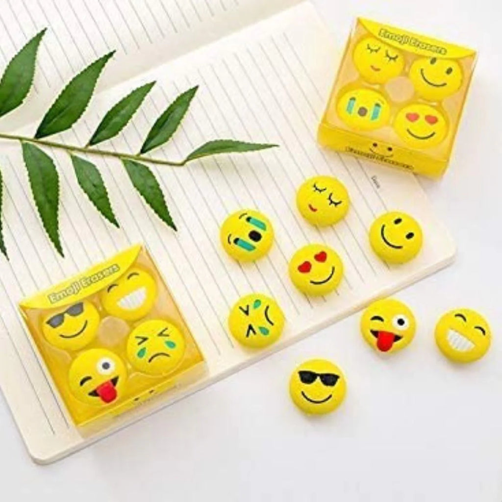 Smiley Face Erasers – Fun Cartoon Eraser 4-Pack for Kids