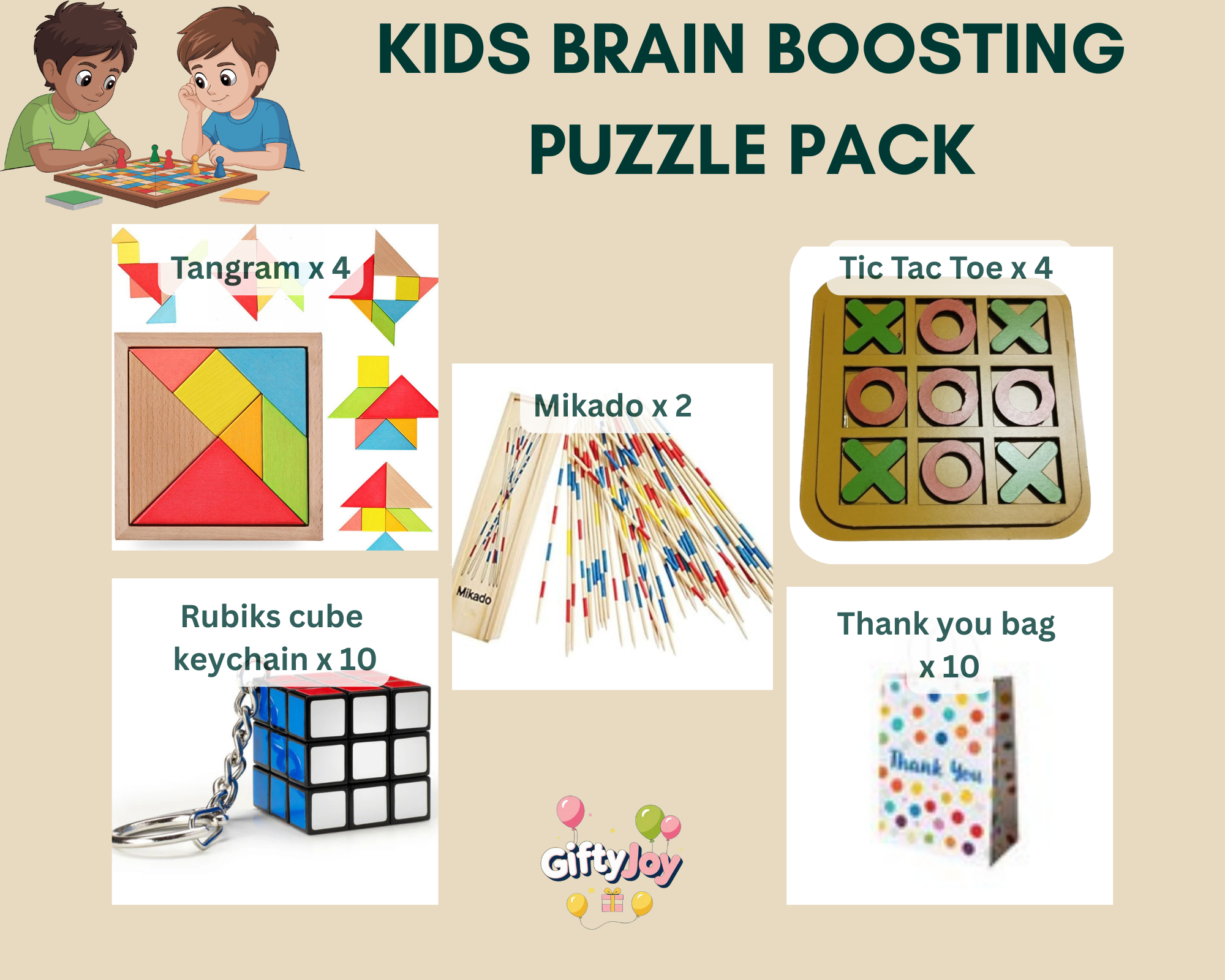 Kids Brain-Boosting Puzzle Pack: Engaging Games for Ages 5+