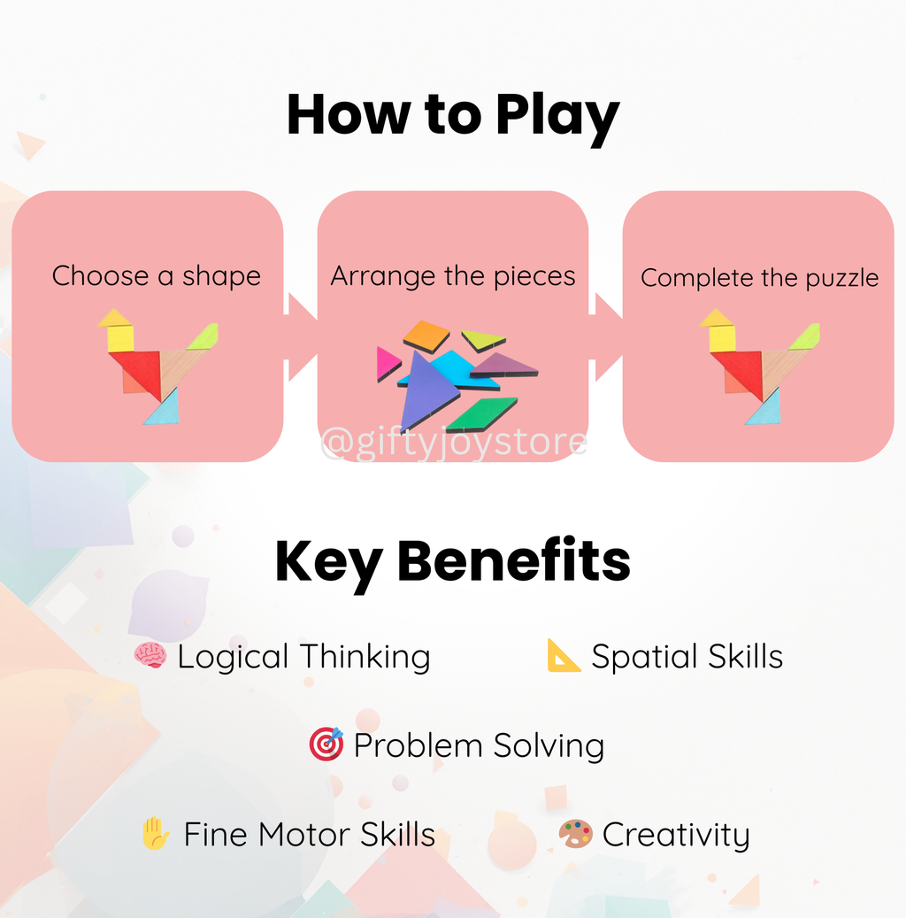Classic Wooden tangram puzzle - Ideal gift and return gift for children below 7 years