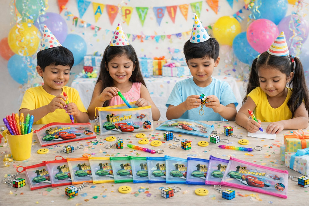 Value Joy Birthday Return Gift Pack for Kids | Stationery Pouch, Puzzle Cube & More