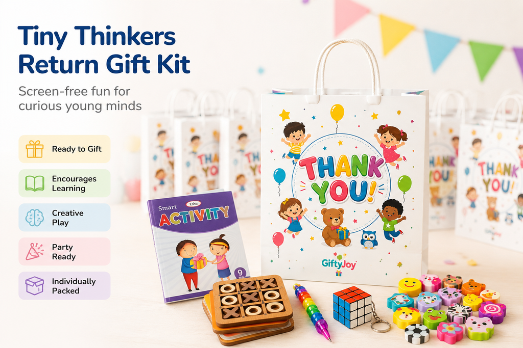 Tiny Thinkers Birthday Return Gift Kit for Kids | Activity Book, Tic Tac Toe & More