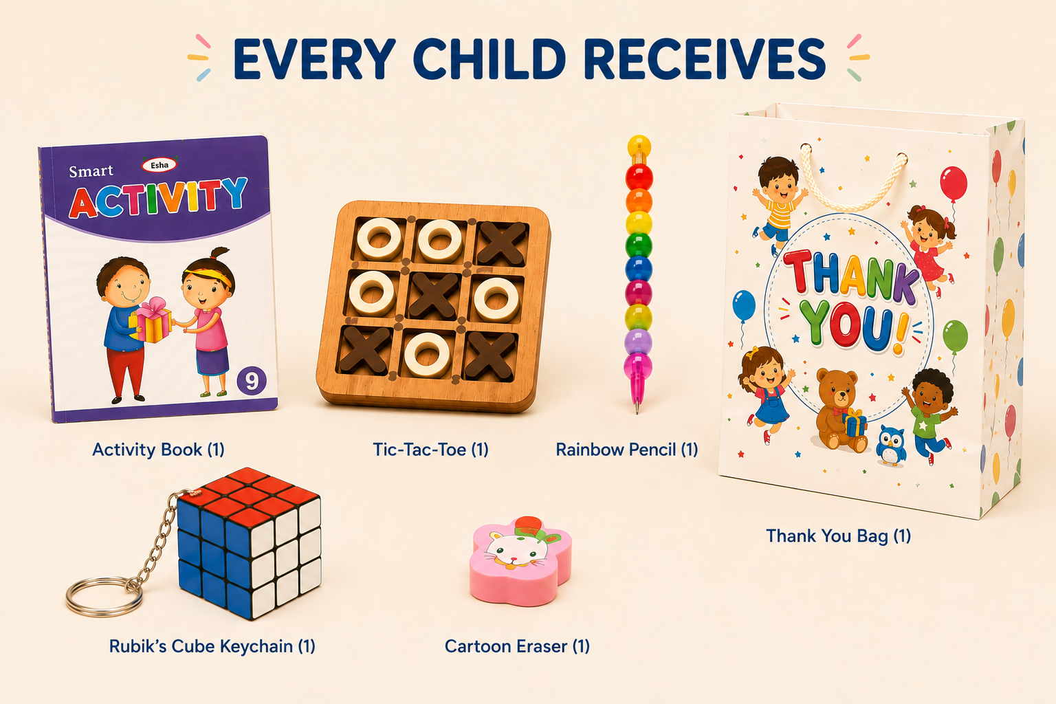 Tiny Thinkers Birthday Return Gift Kit for Kids | Activity Book, Tic Tac Toe & More