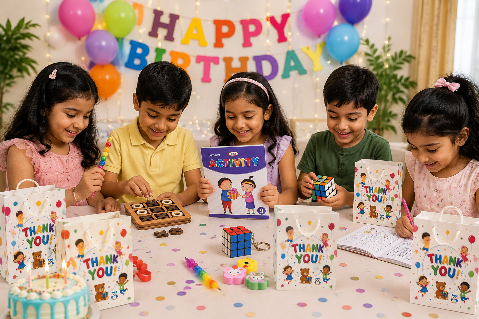 Tiny Thinkers Birthday Return Gift Kit for Kids | Activity Book, Tic Tac Toe & More