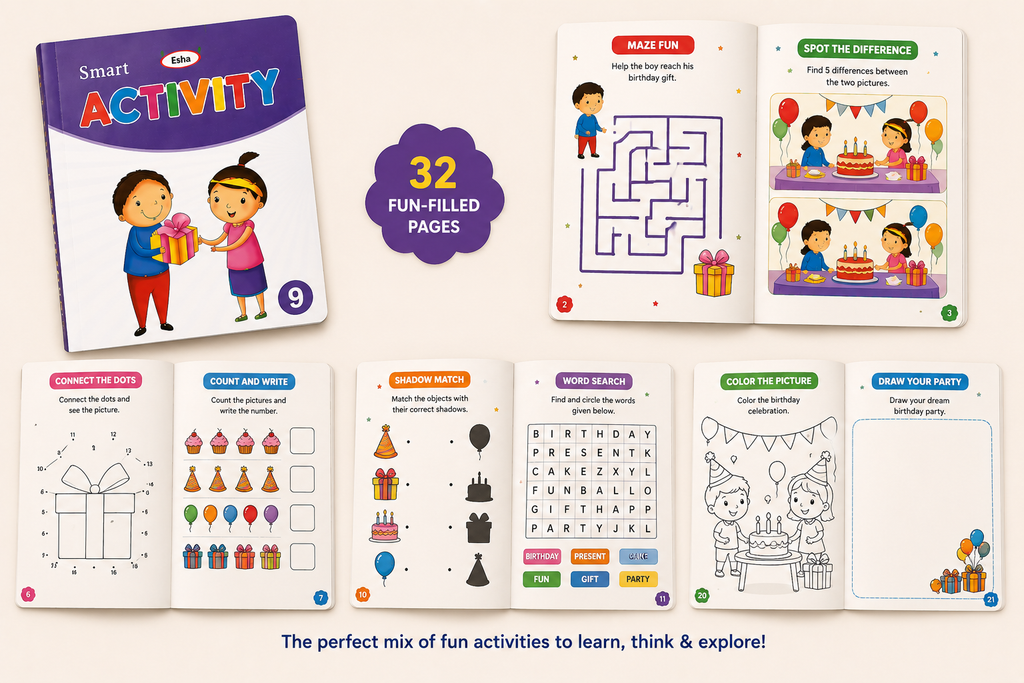 Tiny Thinkers Birthday Return Gift Kit for Kids | Activity Book, Tic Tac Toe & More