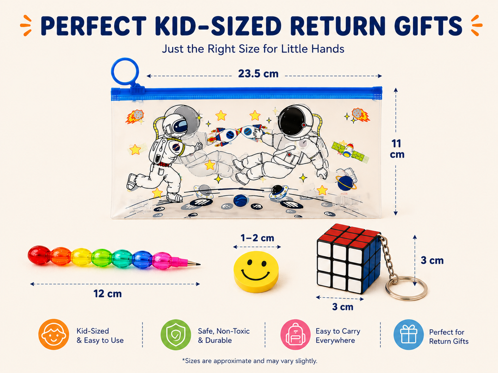 Value Joy Birthday Return Gift Pack for Kids | Stationery Pouch, Puzzle Cube & More