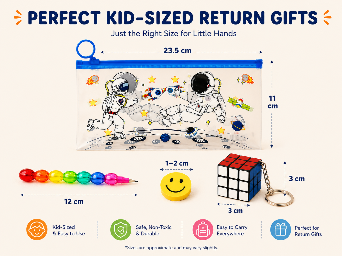 Value Joy Birthday Return Gift Pack for Kids | Stationery Pouch, Puzzle Cube & More