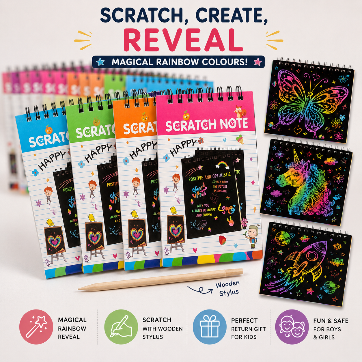 Scratch & Shine Scratch Art Return Gift Pack for Kids