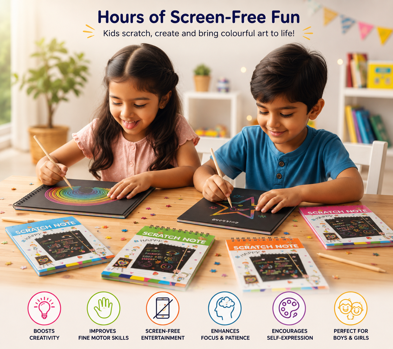 Scratch & Shine Scratch Art Return Gift Pack for Kids