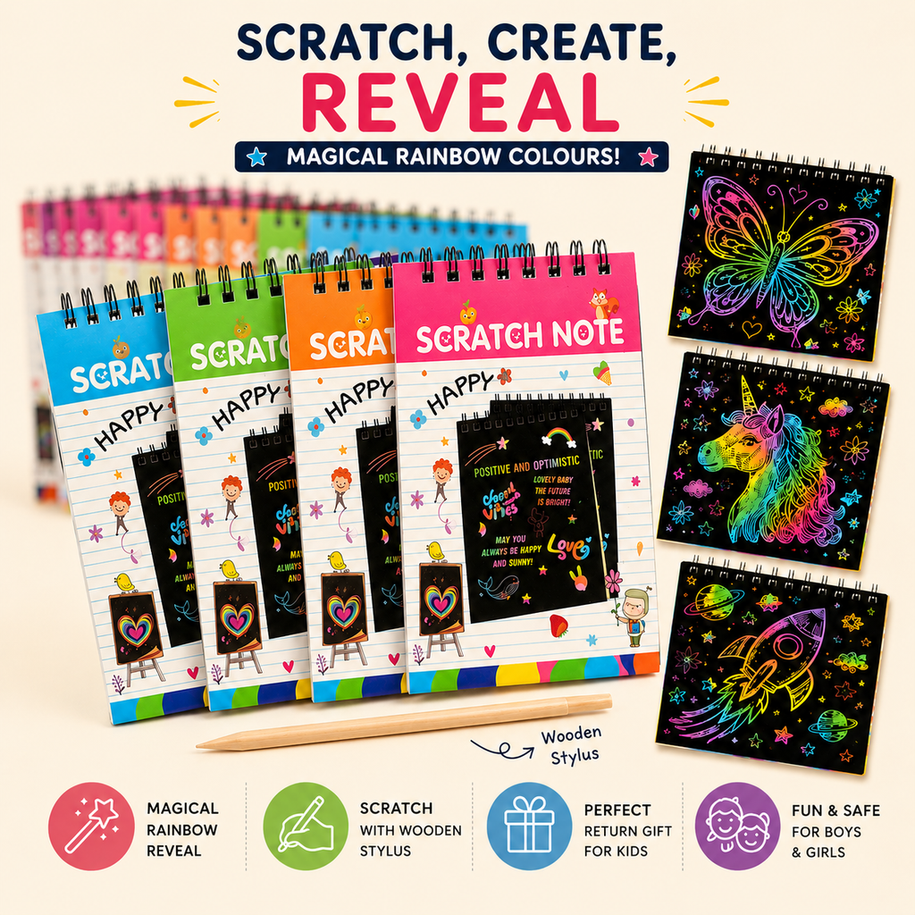 Scratch & Shine Scratch Art Return Gift Pack for Kids