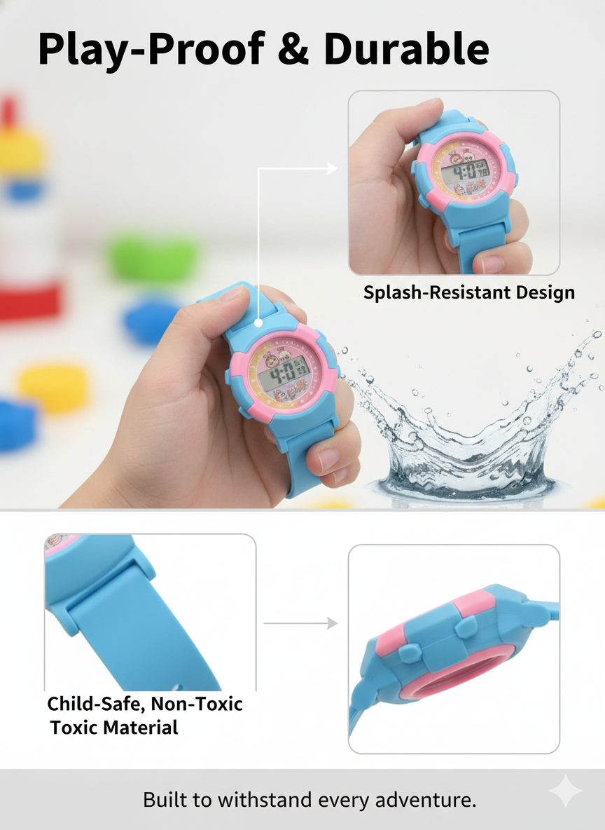 Kids Digital Watch with Soft Silicone Strap – Labubu Character Design