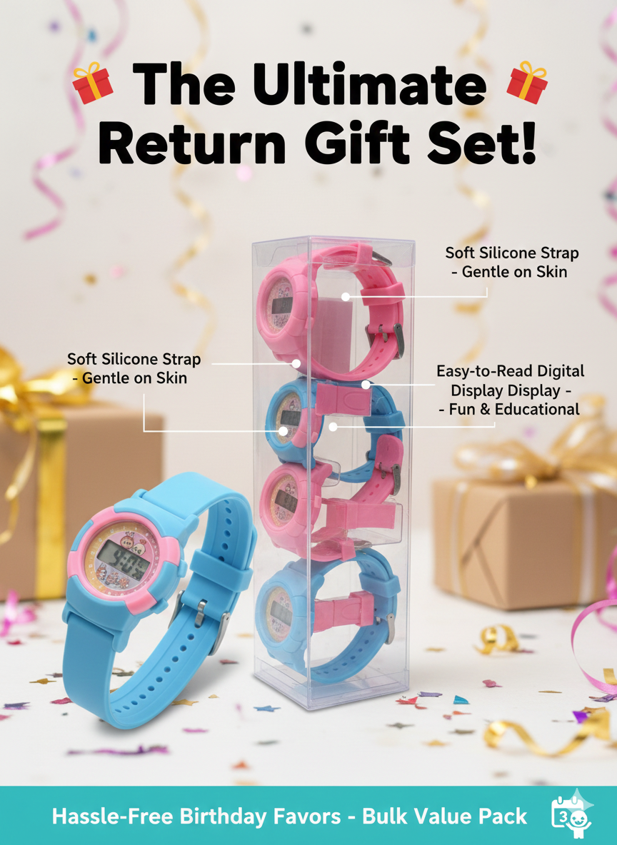 Kids Digital Watch with Soft Silicone Strap – Labubu Character Design