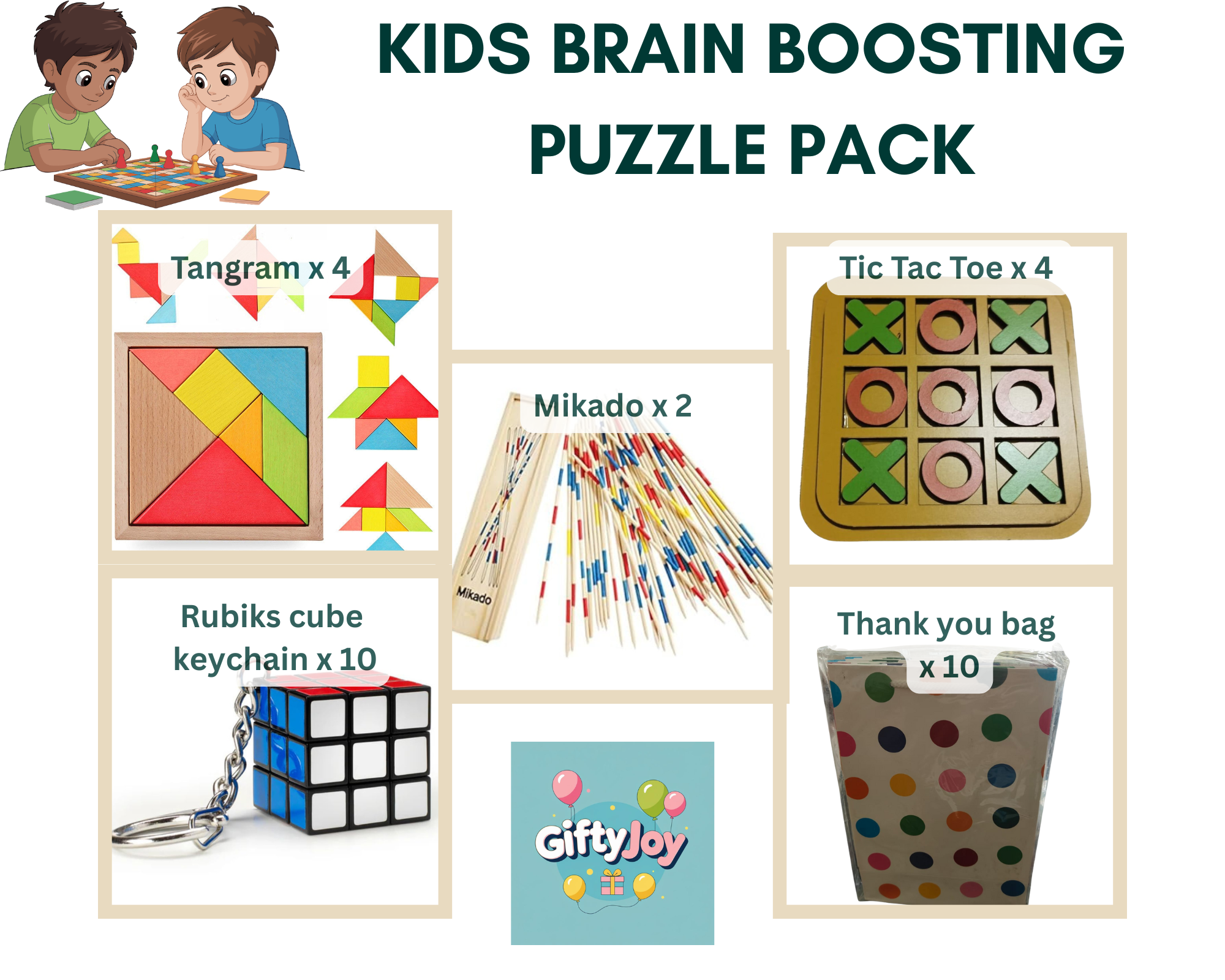 Kids Brain-Boosting Puzzle Pack for Birthday Return Gifts Pack of 10: Engaging Games for Ages 5+