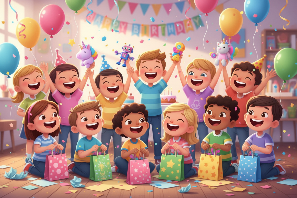 return gifts kids enjoying animation